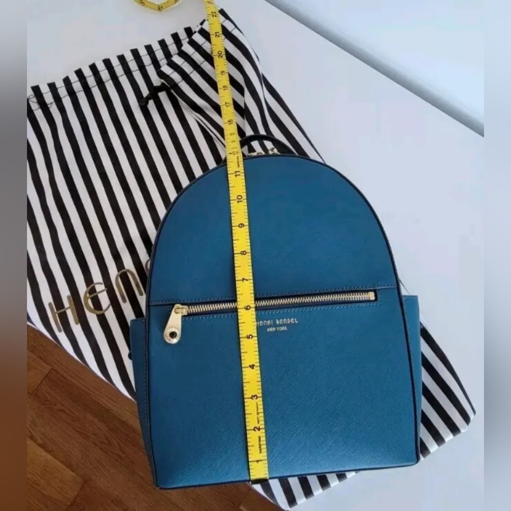 Henri Bendel New York Leather Backpack Blue Turquoise - Picture 13 of 16